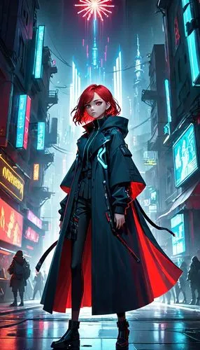 transistor,cyberpunk,cg artwork,red saber,red hood,fantasia,renegade,sci fiction illustration,dystopian,red coat,assassin,shinjuku,dodge warlock,persona,shibuya,red matrix,cloak,metropolis,black widow,katana,Anime,Anime,Cartoon