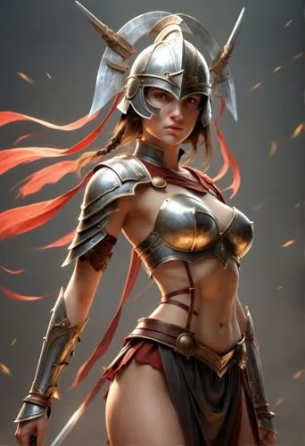 a lady wearing armor and holding a sword,female warrior,leona,warrior woman,rafaela,fiora,ekatarina,Conceptual Art,Fantasy,Fantasy 31