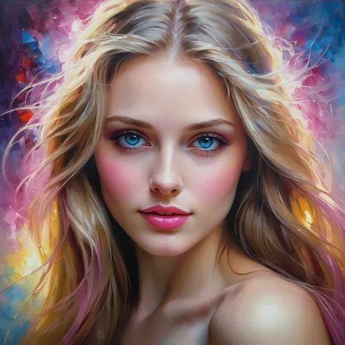 mystical portrait of a girl,fantasy portrait,romantic portrait,fantasy art,world digital painting,behenna,girl portrait,portrait background,art painting,young woman,luminous,colorful background,faery,fantasy picture,faerie,romantic look,blond girl,photo painting,digital art,beautiful young woman,Illustration,Realistic Fantasy,Realistic Fantasy 30