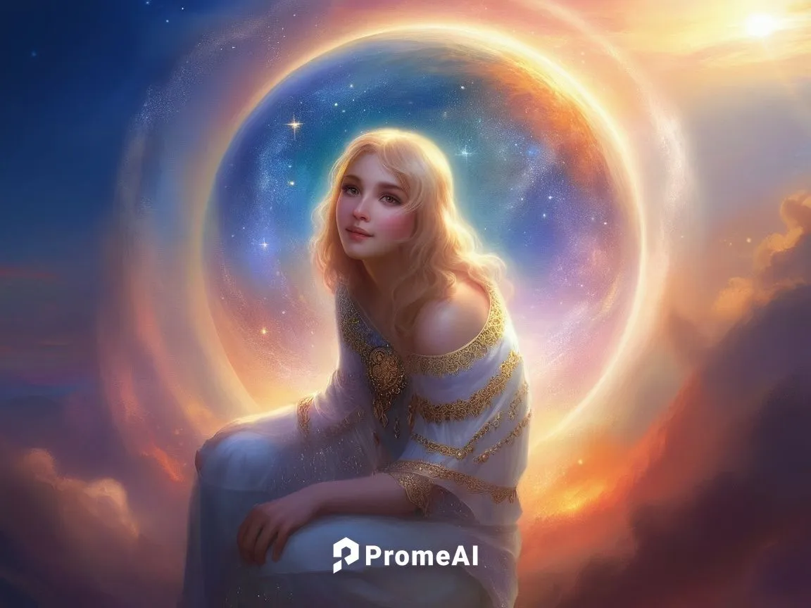 fantasy portrait,mystical portrait of a girl,amalthea,yogananda,galadriel,inanna,cielo,ashtar,celestial,heliosphere,astral traveler,noldor,aurora,markarian,lorien,celestial body,moonchild,star mother,