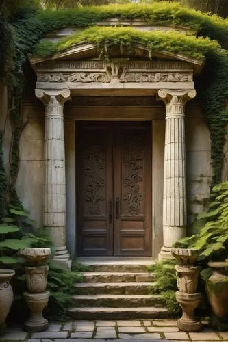 garden door,doorway,ancient house,portal,doorways,front door,greek island door,entrances,mausolea,house entrance,the threshold of the house,the door,old door,puerta,entrada,church door,main door,entranceway,stone gate,labyrinthian,Illustration,Japanese style,Japanese Style 21