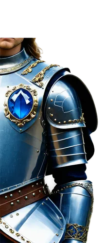 Shield, medieval knight, armor, silver metal, intricate design, blue gemstone, golden trim, ornate details, worn leather strap, metallic reflection, heroic pose, dramatic lighting, low-angle shot, cin