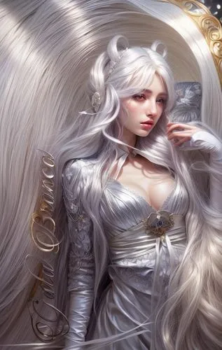 white rose snow queen,peignoir,silvered,white lady,silvery,fantasy portrait,baroque angel,white fox,silver,ice queen,the snow queen,white gold,fantasy art,white silk,suit of the snow maiden,silver lacquer,fantasy woman,fantasy picture,silver wedding,vestal