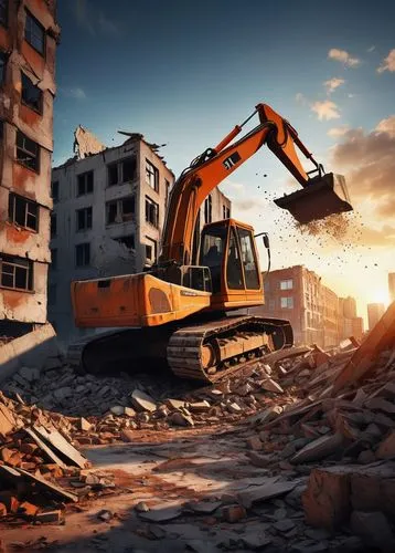 demolition,demolition work,demolitions,building rubble,excavator,bulldozed,bulldoze,demolishor,construction machine,bulldozes,bulldozers,two-way excavator,excavators,bulldozing,heavy equipment,heavy construction,bauma,construction equipment,bulldozer,kobelco,Illustration,Abstract Fantasy,Abstract Fantasy 01