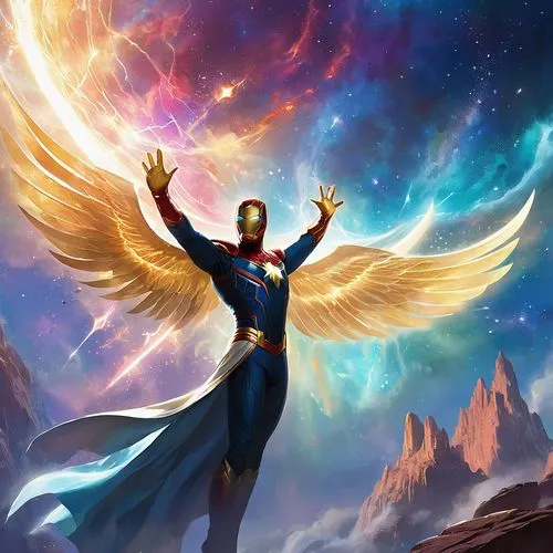 zauriel,superhero background,archangel,the archangel,phc,hawkman,Illustration,Realistic Fantasy,Realistic Fantasy 01