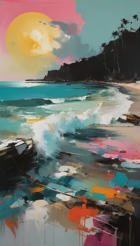 laguna beach,beach landscape,coastal landscape,sunset cliffs,coast sunset,sea landscape,beach scenery,seascape,sunset beach,cliffs ocean,coastline,pacific coastline,seascapes,carmel by the sea,coast line,sunrise beach,painterly,landscape with sea,pink beach,cliff coast,Conceptual Art,Oil color,Oil Color 01