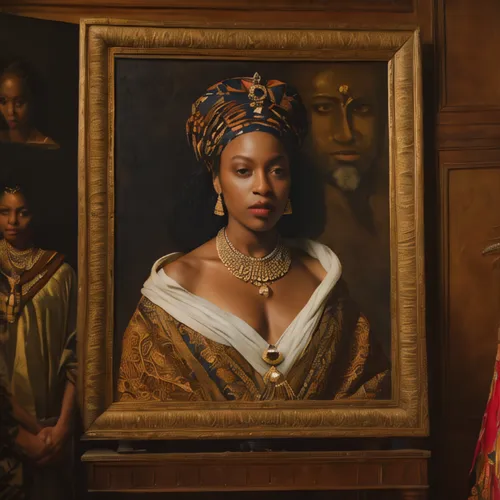 the mona lisa,mona lisa,african american woman,african woman,black woman,fine art,cleopatra,portrait of a woman,art dealer,meticulous painting,girl in a historic way,girl with a pearl earring,queen,renaissance,royalty,queen bee,beautiful african american women,oil on canvas,oil painting on canvas,portrait of a girl,Photography,General,Natural