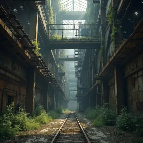 industrial ruin,abandoned train station,abandoned factory,industrial hall,industrial landscape,empty factory,fabrik,cryengine,disused railway line,abandoned places,industrial,carreau,railyards,old factory,lost place,railroad,steelyard,abandoned,abandoned place,urbex,Photography,General,Realistic