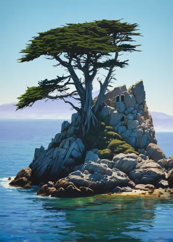 isolated tree,dragon tree,granite island,pine tree,pine-tree,islet,lone tree,celtic tree,cypress,oregon pine,bonsai,island suspended,bonsai tree,black pine,an island far away landscape,tree of life,pebble beach,a tree,floating island,prostrate juniper,Conceptual Art,Sci-Fi,Sci-Fi 11