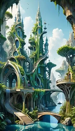 ecotopia,fantasy city,futuristic landscape,fantasy landscape,fantasy world,fairy world,Unique,Design,Blueprint