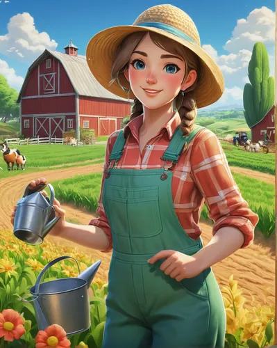 farm girl,countrygirl,farmer,farm background,farm set,heidi country,agriculture,farmworker,agricultural,farming,girl in overalls,country dress,virginia sweetspire,farmers,woman holding pie,farm pack,agricultural use,farm,aggriculture,farms,Illustration,Retro,Retro 14