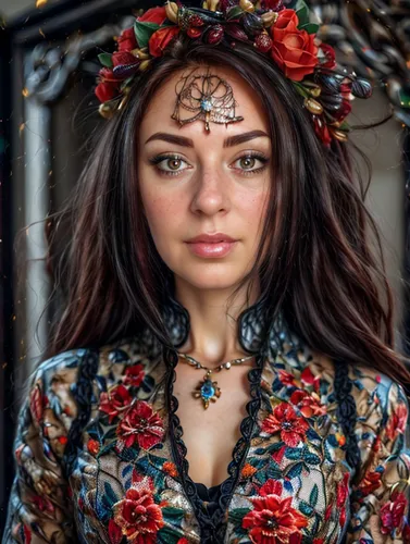 beautiful girl with flowers,russian folk style,boho,girl in a wreath,vintage floral,floral wreath,flower crown of christ,gypsy soul,girl in flowers,ukrainian,romanian,miss circassian,headpiece,elven flower,bohemian,floral,headdress,flower crown,floral garland,gypsy