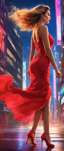 man in red dress,girl in red dress,lady in red,female runner,woman walking,gabourey,in red dress,girl walking away,red dress,scarlet witch,sprint woman,world digital painting,femme fatale,girl in a long dress,elektra,red gown,sci fiction illustration,elastigirl,ocasio,red super hero,Photography,General,Natural