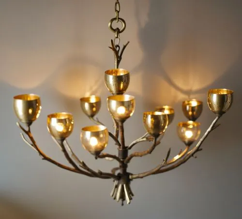 Twig chandelier finish antique brass,candelabra,candelabrum,chandeliered,candelabras,hanging light,chandeliers,menorah,hanging lamp,chandelier,cuckoo light elke,festoons,bittar,ensconce,hannukah,fairy