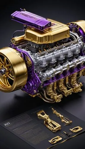 gold and purple,rocker cover,internal-combustion engine,race car engine,purple and gold,mercedes engine,car engine,engine block,super charged engine,automotive engine part,automotive engine timing part,8-cylinder,crawler chain,automotive fuel system,lotus 33,truck engine,gearbox,lotus 19,engine,bugatti royale,Unique,Design,Infographics