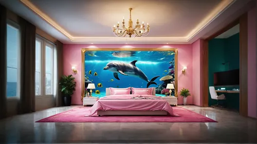 aquarium decor,great room,interior design,modern decor,interior decoration,aquarium,wall decoration,dolphin background,fish tank,aquarium lighting,beautiful home,kids room,wall decor,aquatic animals,modern room,interior decor,pink flamingo,blue room,luxury home interior,contemporary decor