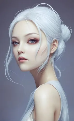 white rose snow queen,fantasy portrait,eira,daenerys,violet head elf,ellinor,Illustration,Japanese style,Japanese Style 18