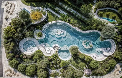 koi pond,dubai miracle garden,japanese zen garden,gardens by the bay,diamond lagoon,infinity swimming pool,zen garden,artificial islands,chinese architecture,drone image,garden design sydney,japanese garden,nature garden,marble palace,hyang garden,artificial island,japan garden,water feature,bird's-eye view,oasis