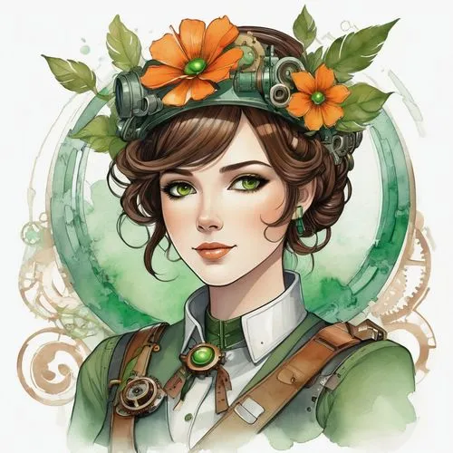 tressa,nissa,victorian lady,inara,gardenias,green wreath,Conceptual Art,Fantasy,Fantasy 25