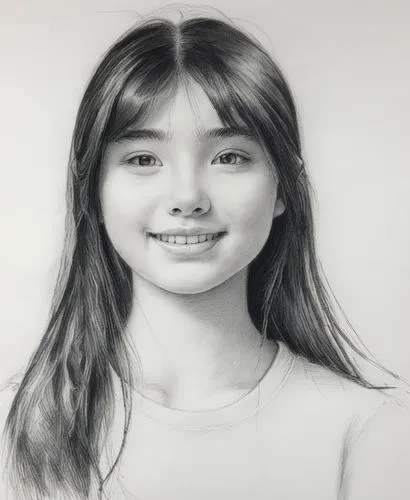 女孩，白色衬衫，黑色长发,a drawing of a girl with long hair,girl drawing,girl portrait,graphite,nolwenn,pencil drawing,bukharbayeva,Illustration,Black and White,Black and White 35