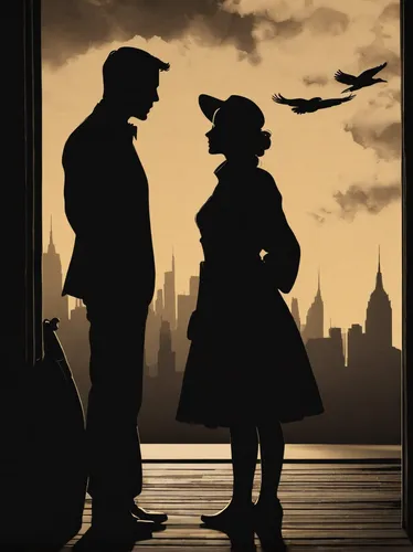 vintage couple silhouette,cowboy silhouettes,couple silhouette,halloween silhouettes,silhouette art,silhouettes,ballroom dance silhouette,art silhouette,silhouette,silhouetted,the silhouette,film poster,graduate silhouettes,vintage man and woman,roaring twenties couple,man silhouette,film noir,mary poppins,jazz silhouettes,map silhouette,Illustration,Black and White,Black and White 31