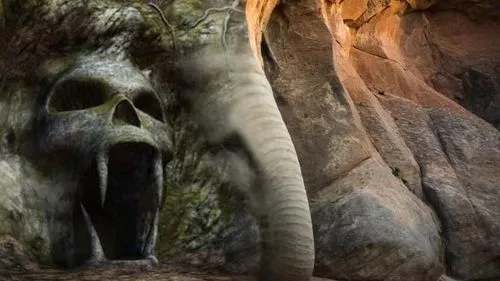 cave man,the limestone cave entrance,grotte,triomphant,elephant tusks,mammut