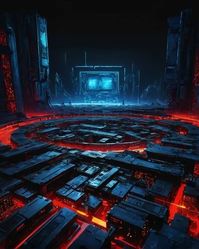 sulaco,battlezone,cybertron,tunheim,cybertown,arktika,cyberia,undercity,labyrinthian,cyberport,cybercity,cyberview,metropolis,kharak,cyberscene,dungeon,maze,tron,mining facility,terminus,Art,Artistic Painting,Artistic Painting 27