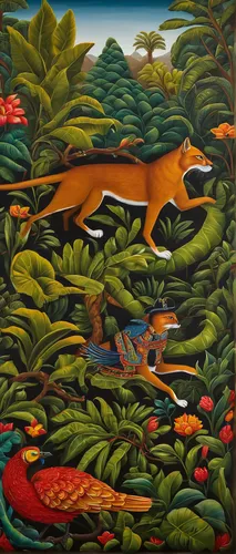 hunting scene,forest fish,koi pond,tucano-toco,fjord trout,david bates,tropical fish,khokhloma painting,malagasy taggecko,koi fish,animals hunting,koi carp,koi,california newt,quetzal,escher,brook landscape,red eft,dominica,amphibian,Illustration,Abstract Fantasy,Abstract Fantasy 12