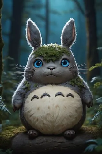 my neighbor totoro,rabbit owl,studio ghibli,ori-pei,forest animal,knuffig,cute cartoon character,chipmunk,little rabbit,goki,little bunny,bandola,wood rabbit,hungry chipmunk,thumper,bun,bunga,sesame bun,robin egg,cottontail,Photography,General,Cinematic