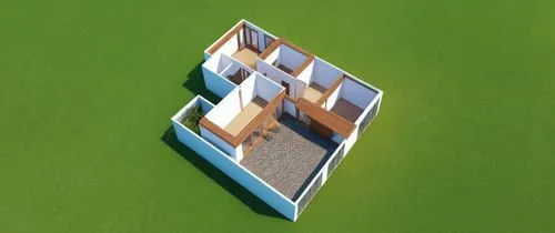 bird view plan digital rendering style,modern house,inverted cottage,folding roof,modern architecture,cubic house,mid century house,dog house frame,small house,sky apartment,model house,wooden mockup,