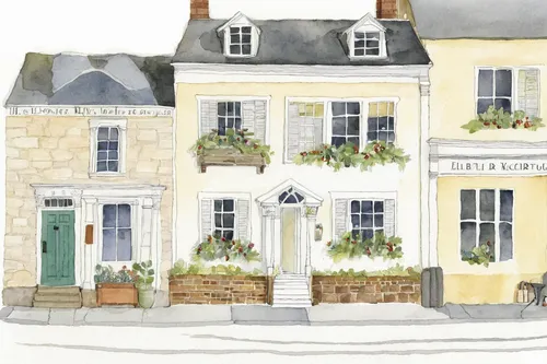 houses clipart,watercolor paris,watercolor paris balcony,robin hood's bay,shaftesbury,watercolor cafe,the cobbled streets,townhouses,watercolor shops,friterie,notting hill,cottages,watercolor paris shops,house painting,townscape,town house,cornwall,old town house,normandy,watercolor,Illustration,Paper based,Paper Based 22