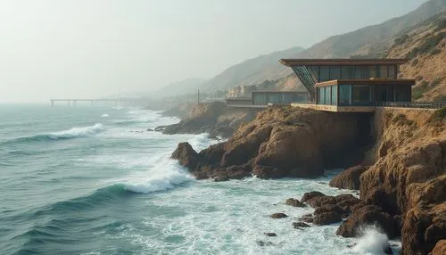 scripps pier,oceanfront,montara,coastal protection,cliff coast,cliffs ocean,pacific coastline,beach house,beachfront,scripps,coastline,beachhouse,house of the sea,zhoushan,esalen,lifeguard tower,oceanview,ocean view,coastlines,dunes house,Photography,General,Realistic