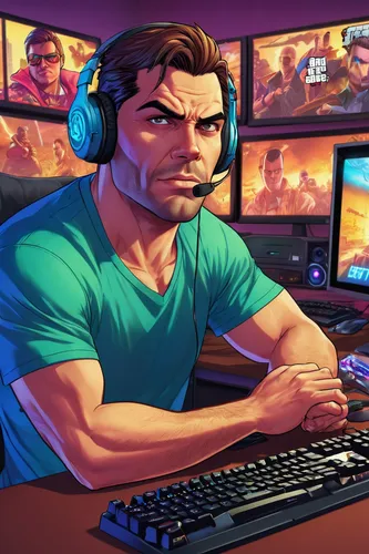 man with a computer,game illustration,jim's background,computer game,lan,the community manager,gamer zone,computer games,computer addiction,gamer,dj,twitch icon,mousepad,massively multiplayer online role-playing game,computer freak,e-sports,gaming,gamers round,pc,computer business,Illustration,Vector,Vector 19