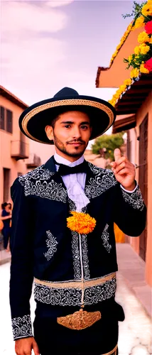 Mexican Independence Day, September 15th, festive atmosphere, traditional clothing, charro suit, sombrero, marigold flowers, vibrant colors, lively streets, Grito de Dolores reenactment, historic scen