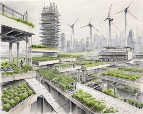 microhabitats,ecotopia,ecological sustainable development,ecoterra,greentech,smart city,urban development,ecotech,urbanization,ecovillages,bioregional,urban design,terraformed,permaculture,sustainability,biopure,microclimate,urbanisation,sustainable development,cleantech,Illustration,Paper based,Paper Based 30