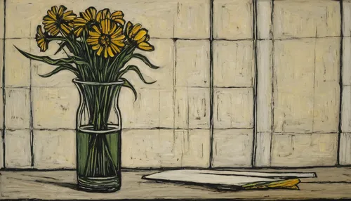 sunflowers in vase,david bates,still life of spring,flower vase,jonquils,vincent van gough,the trumpet daffodil,still-life,narcissus of the poets,vase,still life,still life with onions,ikebana,floral composition,roy lichtenstein,glass painting,marguerite,gazania,daffodils,flower painting,Art,Artistic Painting,Artistic Painting 01