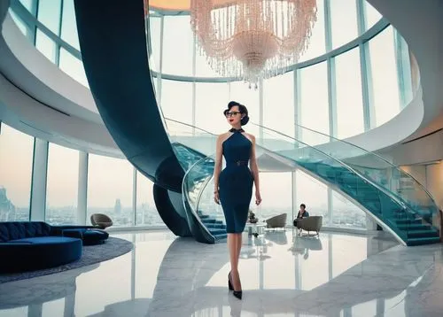 art deco woman,skylon,futuristic art museum,art deco,futuristic architecture,business woman,skyfall,businesswoman,swankier,concierge,hadid,art deco background,attendant,penthouses,spy visual,opulence,eveningwear,villainess,luxe,business girl,Conceptual Art,Sci-Fi,Sci-Fi 29