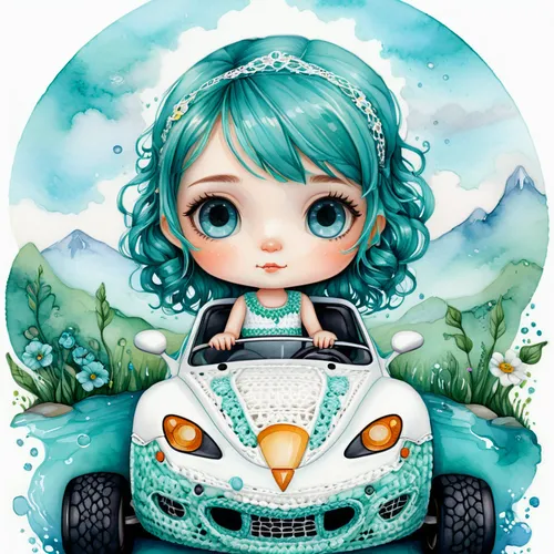 girl and car,small car,kite buggy,cartoon car,girl in car,automobile racer,beach buggy,joyrider,car drawing,girl with a wheel,fiat 518,kids illustration,mini cooper,custom portrait,chibi girl,mini suv,toy car,fiat 500,fiat500,suzuki splash,Illustration,Abstract Fantasy,Abstract Fantasy 11