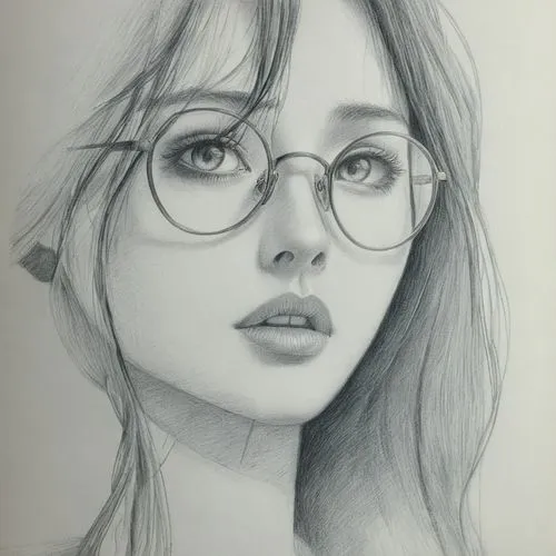 graphite,girl drawing,girl portrait,pencil drawing,mechanical pencil,pencil and paper,Illustration,Black and White,Black and White 30