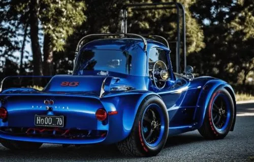 a blue vehicle is parked on the street,morgan electric car,delahaye,hotrod car,ford shelby cobra,delage,bugatti,Photography,General,Realistic