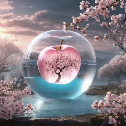 japanese sakura background,peach tree,apple world,sakura background,glass sphere,sakura tree,sakura blossom,fantasy picture,blossoming apple tree,cherry tree,cherry blossom tree,sakura flower,crystal ball,cherry blossom japanese,芦ﾉ湖,globe flower,cherry blossom,cherry trees,the cherry blossoms,apple tree