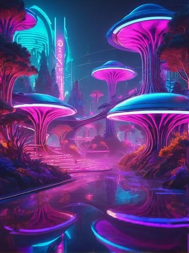 futuristic landscape,acid lake,alien world,lagoon,mushroom landscape,wonderlands,futuristic art museum,diamond lagoon,cyberia,flumes,alien planet,futuristic,cyberworld,biopiracy,seaquarium,fantasy city,3d fantasy,arcology,dreamlands,imaginationland,Conceptual Art,Sci-Fi,Sci-Fi 27