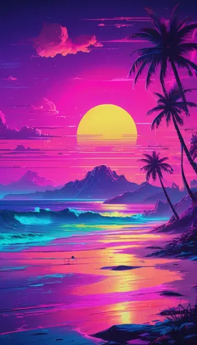 purple wallpaper,tropical sea,tropical beach,coast sunset,summer background,tropics,purple landscape,ocean background,tropical island,ocean paradise,colorful background,ocean,dusk background,hd wallpaper,dream beach,beach landscape,palmtrees,sub-tropical,beach scenery,full hd wallpaper,Conceptual Art,Sci-Fi,Sci-Fi 27