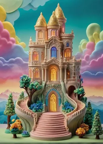 fairy tale castle,3d fantasy,fairytale castle,imaginationland,fantasy city,fantasy world,fairy house,dreamhouse,fairyland,munchkinland,whipped cream castle,fairy world,basil's cathedral,gold castle,candyland,castle of the corvin,magic castle,fairy village,lachapelle,children's playhouse,Unique,3D,Clay