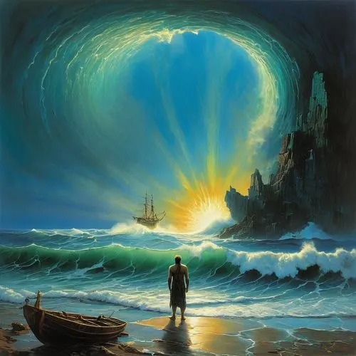 wyland,fantasy picture,el mar,man at the sea,subkingdom,charybdis,urantia,god of the sea,exploration of the sea,fathom,fantasy art,dubbeldam,ocean background,aivazovsky,tidal wave,siggeir,inner light,the endless sea,wieslaw,oceanology,Conceptual Art,Oil color,Oil Color 10