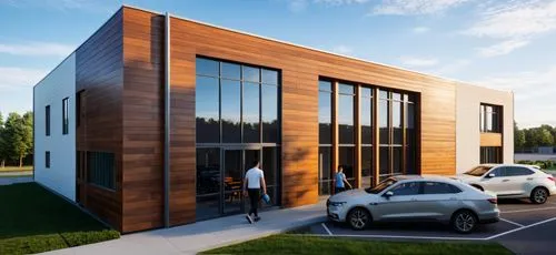  Modern
children's sports and recreation center, featuring an elegant design with a combination of horizontal light and wooden panels in the form of siding.
combination of horizontal light and wood pa