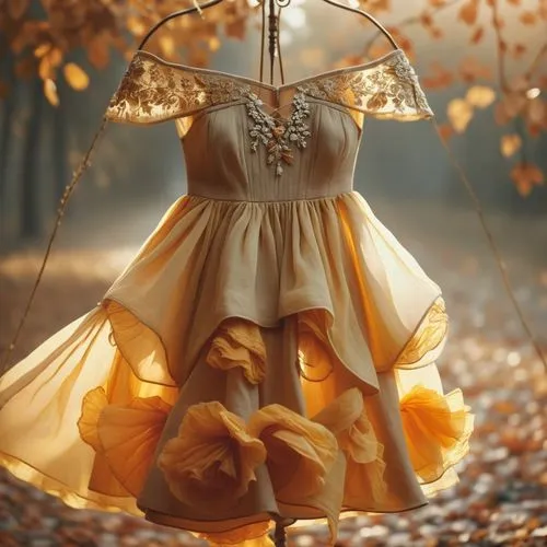 free people with dress,a dress hangs in the air, while falling apart,golden autumn,autumn gold,golden swing,doll dress,autumn theme,gold filigree,Photography,General,Natural