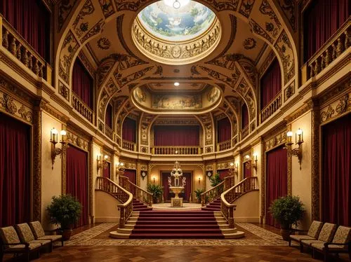 theater stage,ornate room,emporium,royal interior,europe palace,ballroom,grandeur,cochere,staircase,theater curtain,opulence,proscenium,opulently,theatre stage,theater,the throne,old opera,hall of the fallen,staircases,opulent