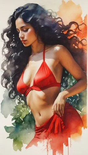 tropico,tamanna,Brazilian Woman,beautiful woman,multilayered image,The Beauty of the Female Body,Illustration,Paper based,Paper Based 23