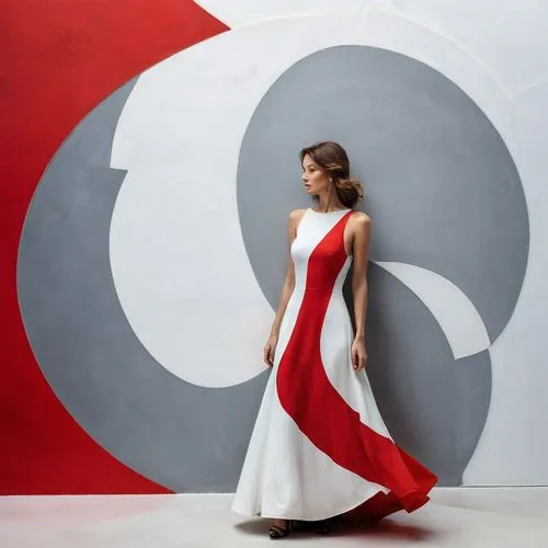 a floor-length dress,girl in a long dress,vionnet,white and red,rose white and red,courreges,ball gown,red gown,international red cross,redress,trenaunay,poppea,man in red dress,long dress,polonia,evening dress,colorguard,queen of hearts,butterick,art deco woman,Illustration,Black and White,Black and White 32